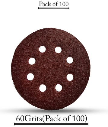 LAXMI 5inch Velcro Sanding Disc Paper 60Grit Sanding Disc Paper(Pack of 100) Emery Sandpaper