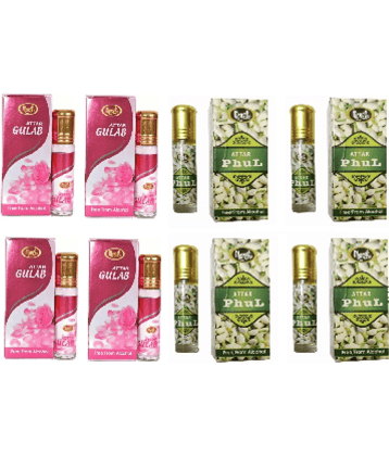 MONET 4 ATTAR GULAB , 4 ATTAR PHUL , 8 ML EACH, PACK OF 8 .