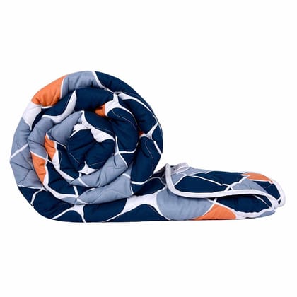 Blue Abstract AC Quilt Comforter for Single Bed-Single / Blue And Grey / IM1502