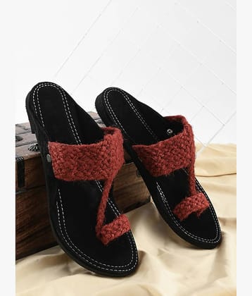 Anjaneya Creations Red Men's Kolhapuris