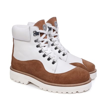 Premium Wavy Cut Suede & Leather Lightweight Chunky Boots-40/6