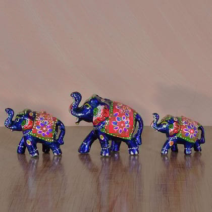 DreamKraft Handcrafted Set of 3 Showpiece Special Elephant for Decoration and Gift Purpose (9X6 cm,7X5 cm,6X4 cm)