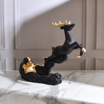 Black Stotting Deer Wine Holder-9*14*4 / Black / Resin
