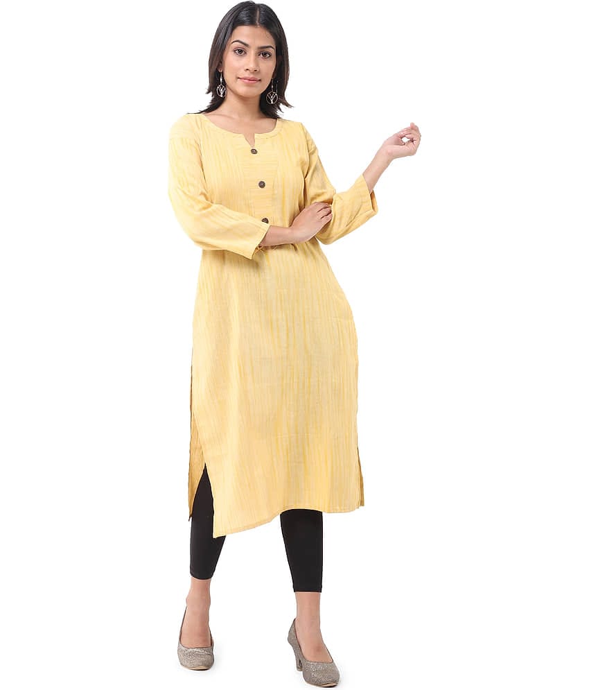 DESHBANDHU DBK - Yellow Cotton Women's Straight Kurti