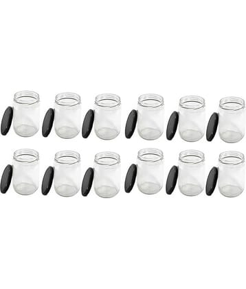 CROCO JAR Glass Black Food Container ( Set of 12 )