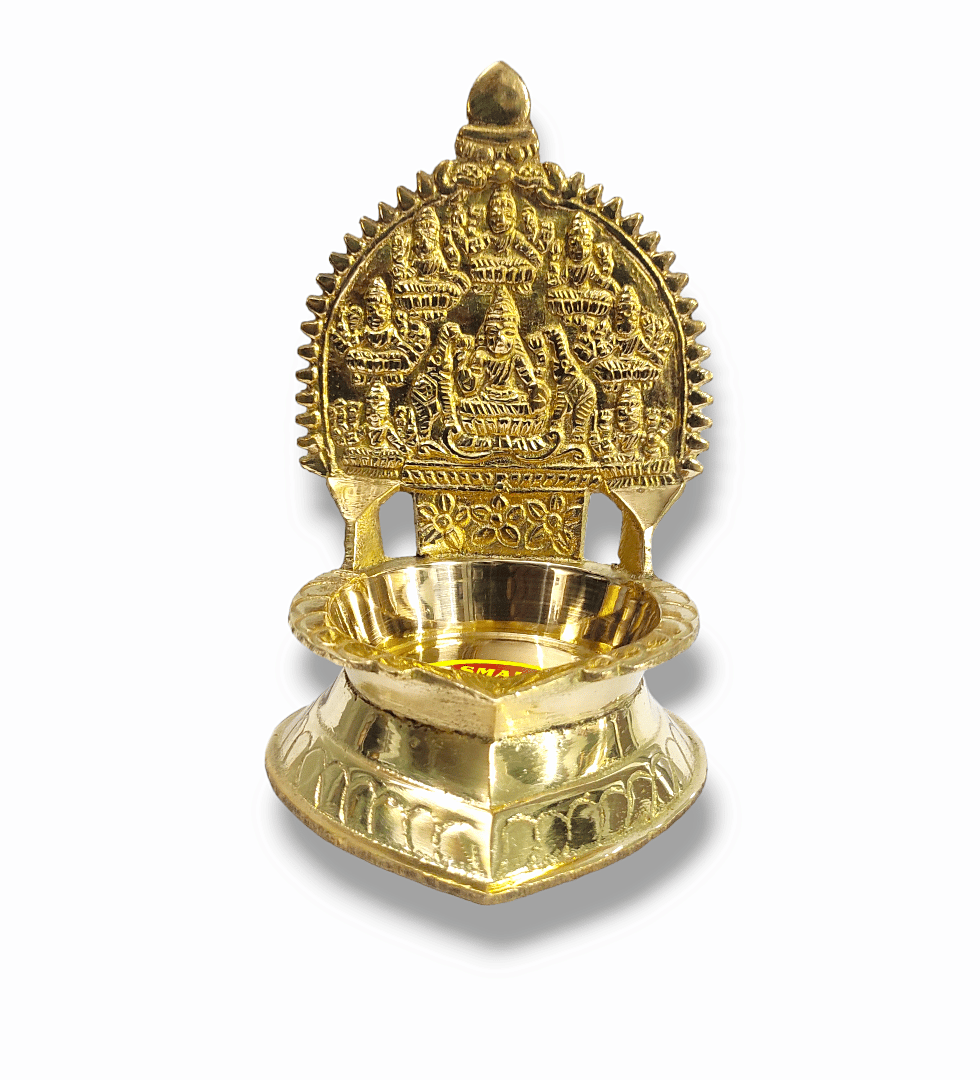 NAAYAGI - PURE BRASS ASTALAKSHMI DIYA / DEEPAM / VILAKKU - 5.5 INCH HIGH