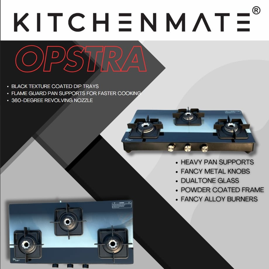 Kitchenmate Opstra Professional Glasstop Cooktop with Black Texture Coating