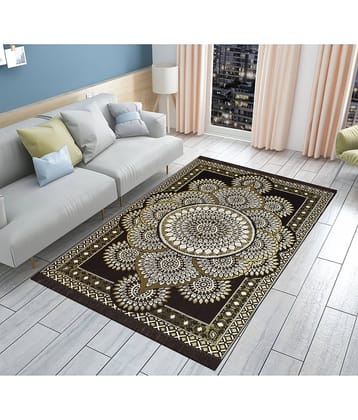FURNISHING HUT Brown Cotton Carpet Abstract 5x7 Ft