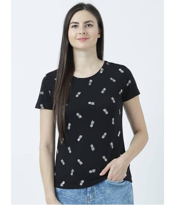 Huetrap Women Cotton Regular Fit Round Neck T-Shirt ( Black )
