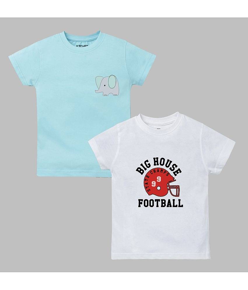 ETCHED DESIGN Pack of 1 Boys Cotton T-Shirt ( Multicolor )