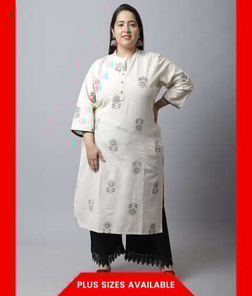 Rajnandini - White 100% Cotton Women's Straight Kurti ( Pack of 1 )