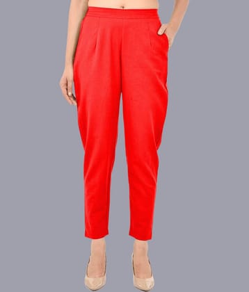 FABISHO Red Cotton Regular Women's Casual Pants ( Pack of 1 )