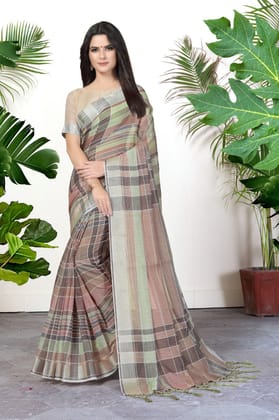 AWESOME LINEN COTTON PRINTED SAREE - ms1648