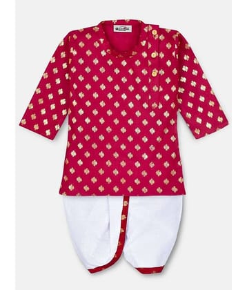 mustmom Boys Cotton Abstract - Pattern Dhoti Kurta Set ( Purple , Pack of 1 )