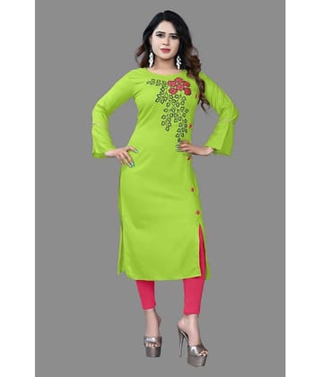 HAYA - Lime Green Rayon Women's Straight Kurti ( Pack of 1 )