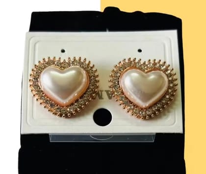 Kozykit White Pearl Heart Shape Stud Earrings for Women & Girls | Rose Gold Toned Western Style Studded Earrings | Lightweight Party, Daily, Festive & Gifting Jewellery Kozykit White Pearl Heart Shape Stud Earrings for Women & Girls | Rose Gold Toned Western Style Studded Earrings | Lightweight Party, Daily, Festive & Gifting Jewellery