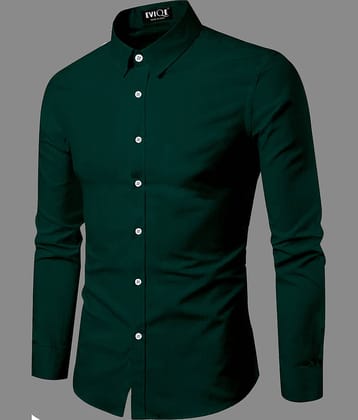 Eviqe Cotton Blend Regular Fit Solids Full Sleeves Men's Casual Shirt - Sea Green ( Pack of 1 )