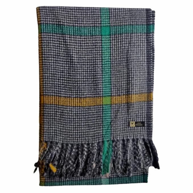 VOICI France Men's & Women's checkered Casual Soft and Warm Woolen Muffler for winter grey color super big size - Gray