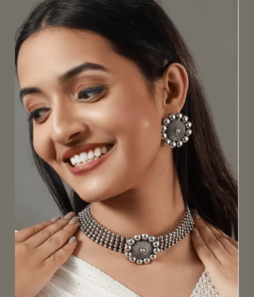 Sunhari Jewels Silver Alloy Necklace Set ( Pack of 1 )