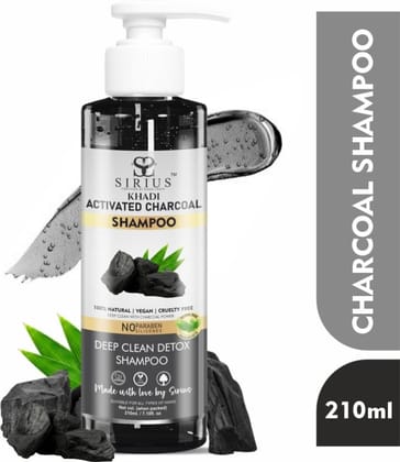 RKG SIRIUS KHADI ACTIVATED CHARCOAL SHAMPOO FOR DEEP CLEAN & DETOX | MEN & WOMEN  (210 ML)