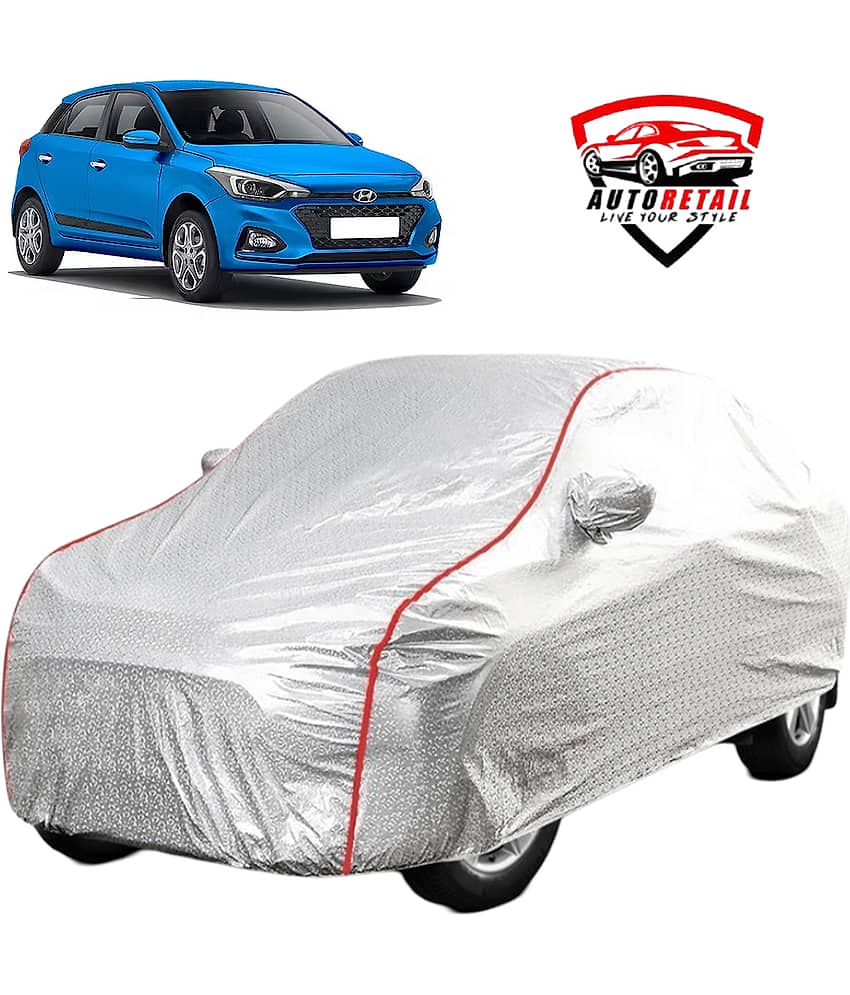 AutoRetail Car Body Cover for Hyundai Elite i20 With Mirror Pocket ( Pack of 1 ) , Silver