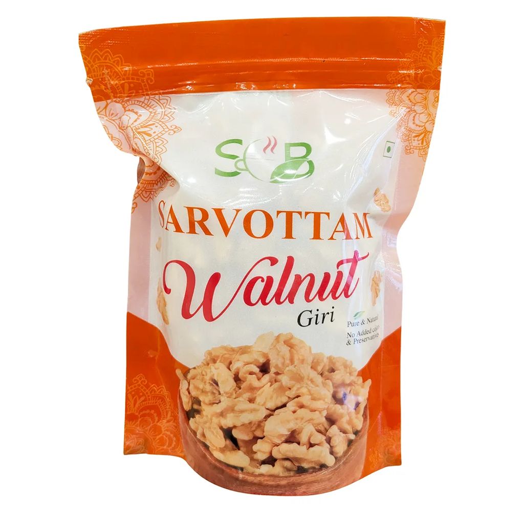 Sarvottam Walnut Sabut 500g | Premium Whole Akhrot with Shell | Natural & Fresh Dry Fruits | Rich in Omega-3 & Protein | Healthy Snack