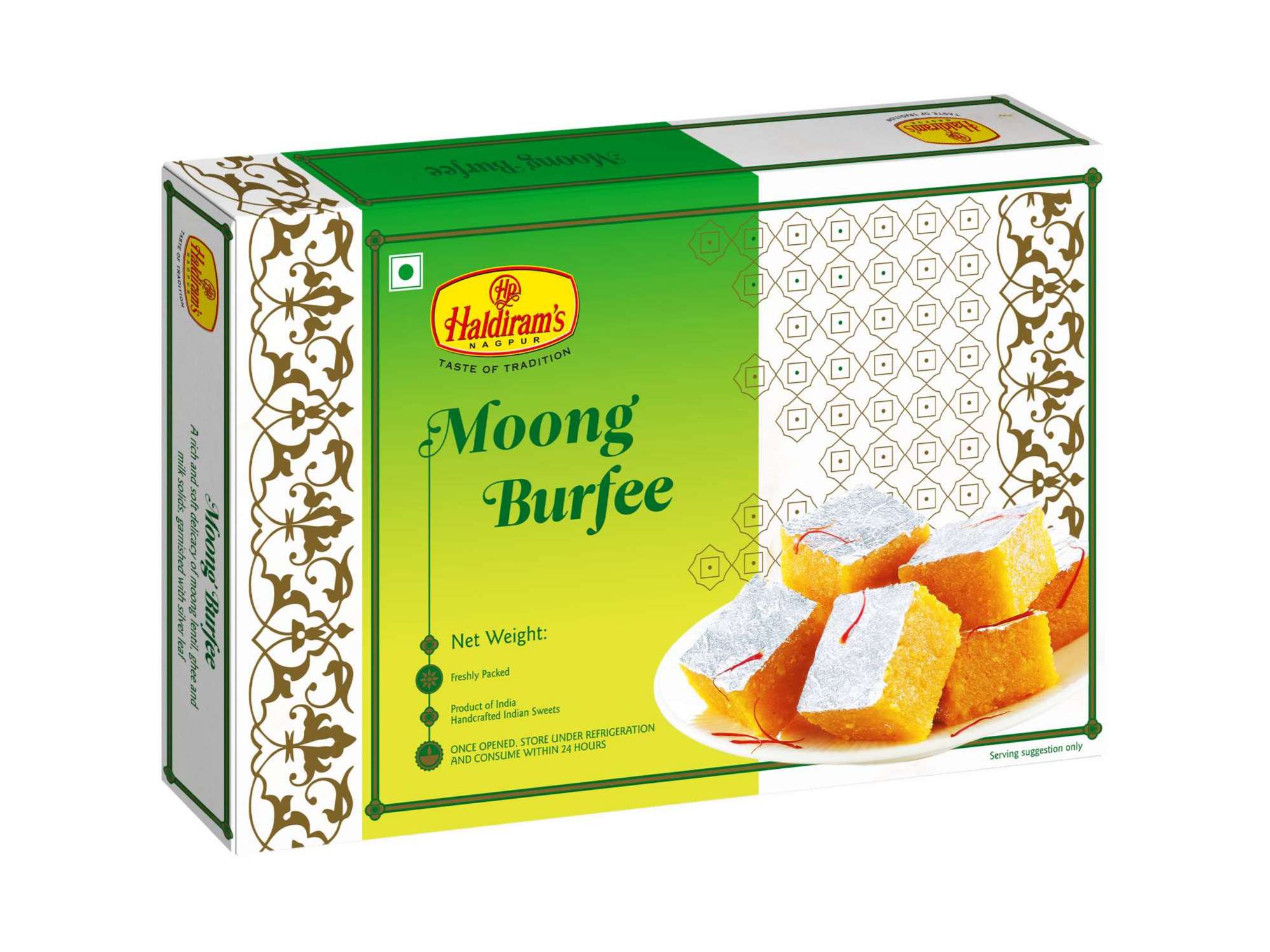 Haldiram's Moong Burfee Packed Sweets - 250 Gm - Pack of 2