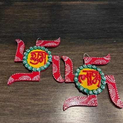 Aapnikala Handmade Gifting Product - Subh-Labh for Door Entrance, Wooden MDF, Papermache, Indian Crafting Colours Aapnikala Handmade Gifting Product - Subh-Labh for Door Entrance, Wooden MDF, Papermache, Indian Crafting Colours