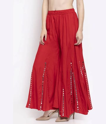 OMAYA - Blue Rayon Flared Women's Palazzos ( Pack of 1 )