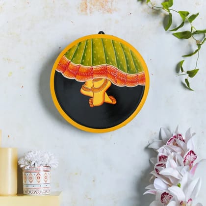 Hand-painted Pichwai Radha Ji Foot Painting Wall Plate - 10'
