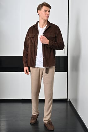 Topaz - Heavy Corduroy Overshirt - Chocolate-S-38 / CHOCOLATE
