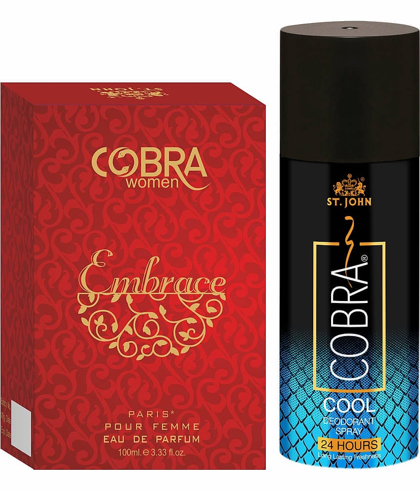 ST.JOHN Cobra Deo Cool 150ml & Embrace 100ml Deodorant Spray & Perfume for Men 250 ml- Pack of 2