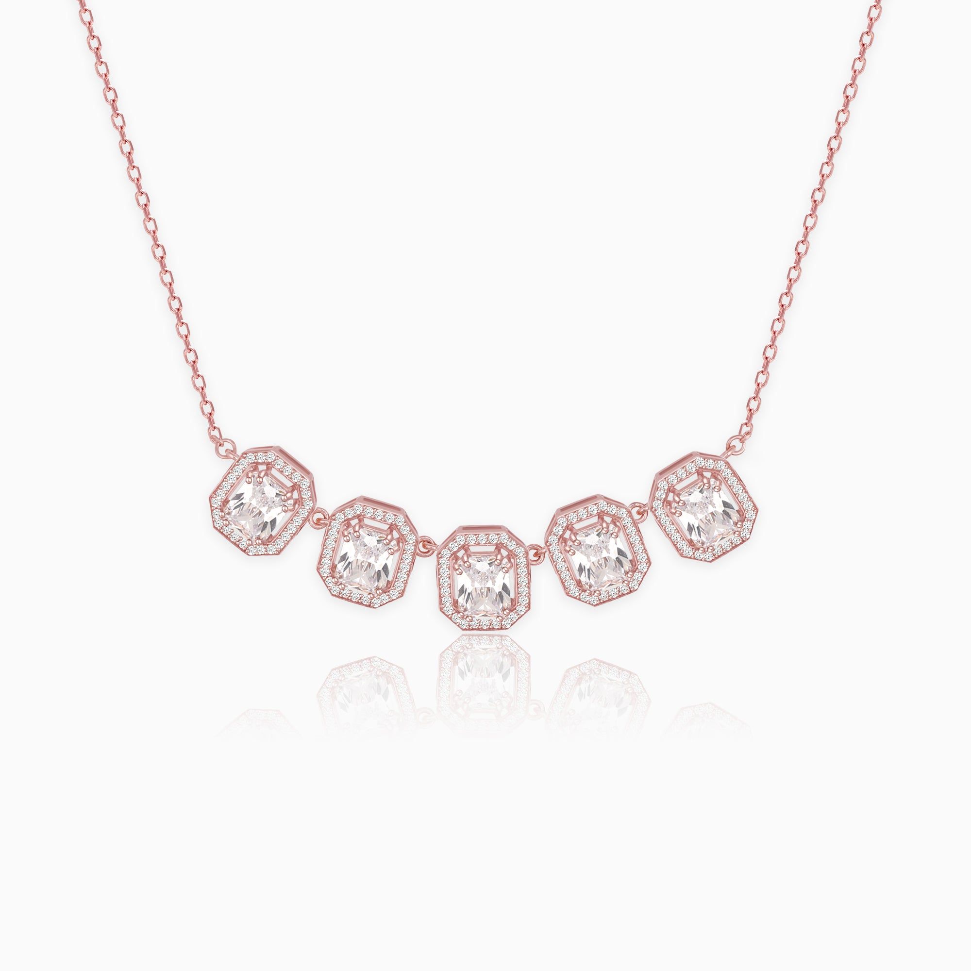 Rose Gold Baguette Bunch Necklace