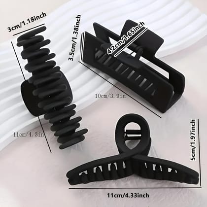 3 Pieces Black Matte Hair Claw