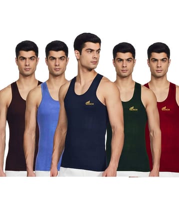 Renox Pack of 5 Cotton Basic Vest For Men ( Multicolor )