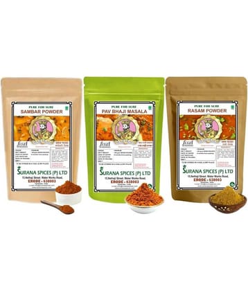 Maharaja 100% Pure Sambar & Rasam Powder & Pav Bhaji Masala 100gms each Masala 300 gm Pack of 3