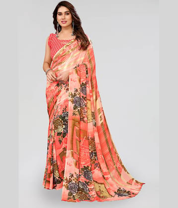 ANAND SAREES Georgette Printed Saree With Unstitched Blouse Piece ( Multicolor )