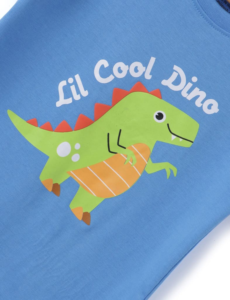 Elegant Kids Boys T shirt Cotton All aboard blue lil Cool Dino 2025 at ShopCircuit | ONDC