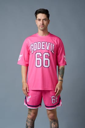 Go Devil 66 Printed Pink Polyester Co-ord Set for Men S