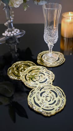 Black & Gold Rosette Sequins: Coaster (Set of 4)