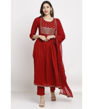 Rajnandini - Maroon A-line Rayon Women's Stitched Salwar Suit ( Pack of 1 )
