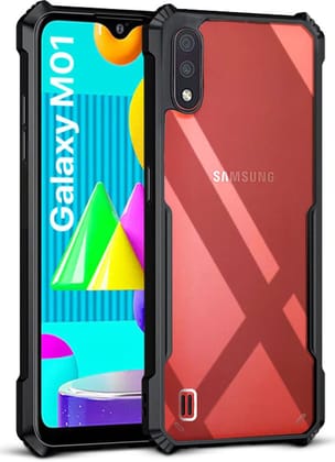 PLUGTECH Slim Shockproof Case | Matte Black Soft | Drop Protection | Precise Cutouts | Premium Mobile Cover for Samsung Galaxy M01 (Black, Transparent, Shock Proof, Pack of: 1)