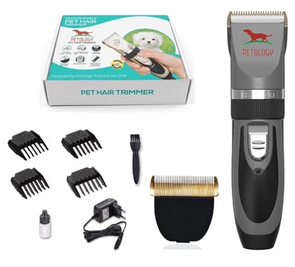 Petology Professional Automatic Rechargeable Pet Hair Trimmer for Dogs & Cats Grooming Machine Wireless Petology Professional Automatic Rechargeable Pet Hair Trimmer for Dogs & Cats Grooming Machine Wireless - Grey Trimmer + Extra Blade