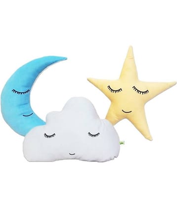 Jellify Pack of 3 Moon Cloud & Star Shape Throw Cushions with Filler Sofa Pillow Gift for Friends, Gift for Friendship Day, Gift for Brother/Sister, Birthday Day Gifts