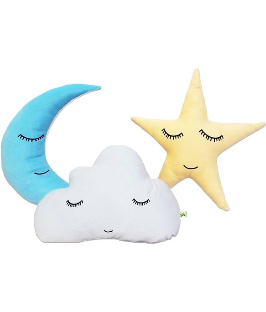 Jellify Pack of 3 Moon Cloud & Star Shape Throw Cushions with Filler Sofa Pillow Gift for Friends, Gift for Friendship Day, Gift for Brother/Sister, Birthday Day Gifts