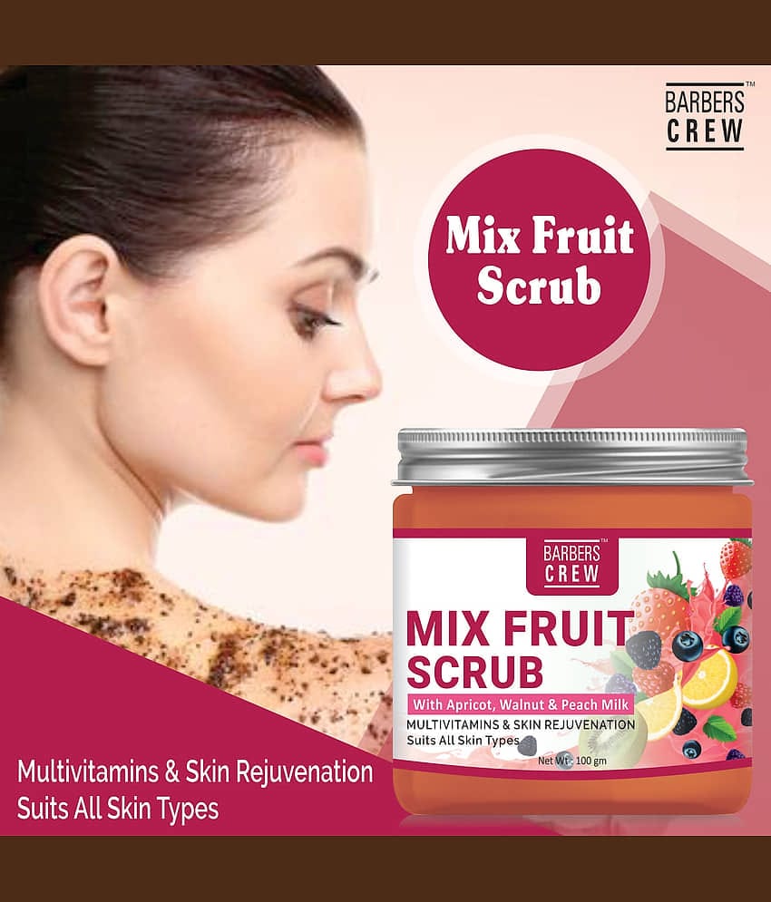Barbers Crew Mix Fruit Facial Scrub For Skin Brightning & Glowing Face Scrub Facial Scrub 100 gm