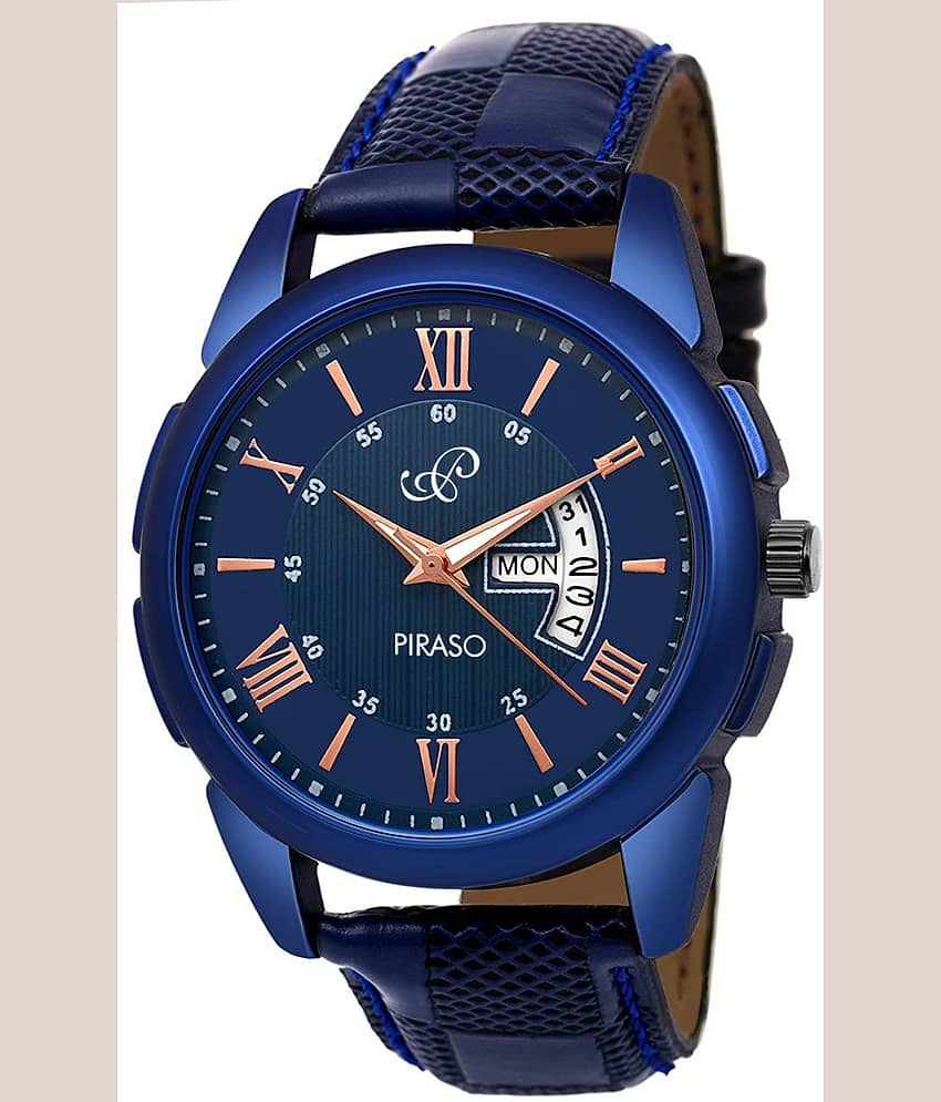 PIRASO Blue Leather Analog Men's Watch