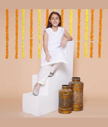 Arshia Fashions Girls Cotton Blend Salwar Kameez Set ( Pack of 1 , White )