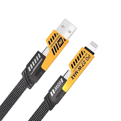 MuscleGrid 4-in-1 Metal Alloy Fast Charging Cable | Braided Multi-Port USB Cable for iPhone, Android, Type-C & Laptop | Durable Universal Charger Cord