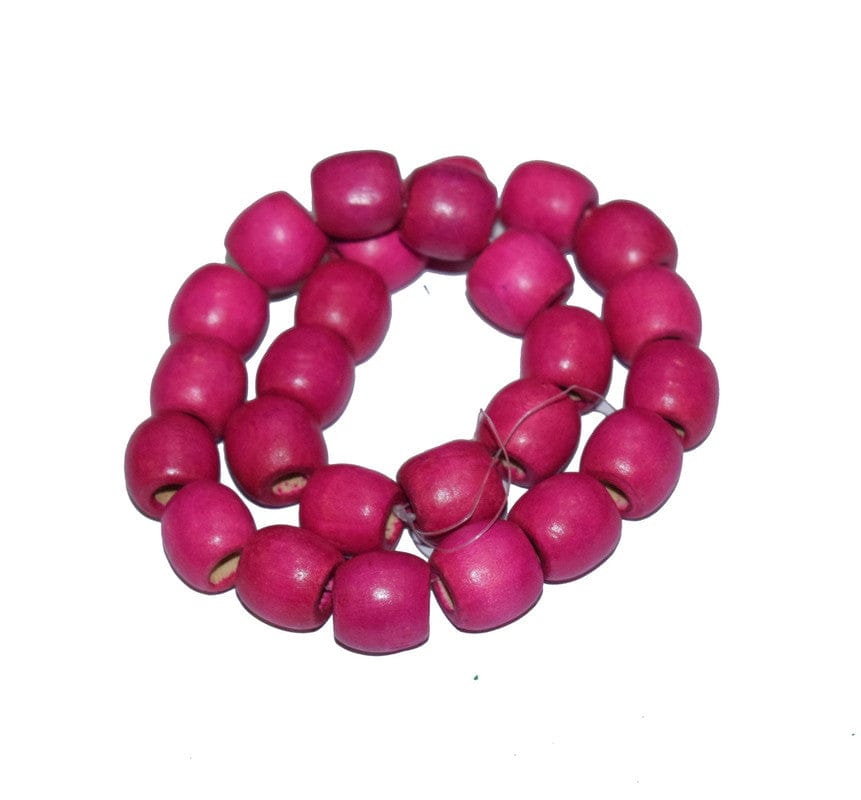 Painted Wooden Beads for Jewelry Making , BWWB-108-Per Packet of Approx 25 Pcs / 18X17 MM / Pink